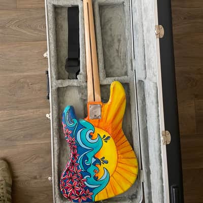Fender Jazz Bass with Road Runner case - Custom paint by Galveston artist KM Zimmerman image 2