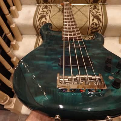 Kinal 5 String Bass 2002 Trans Aqua Green MM-J Pickups image 1