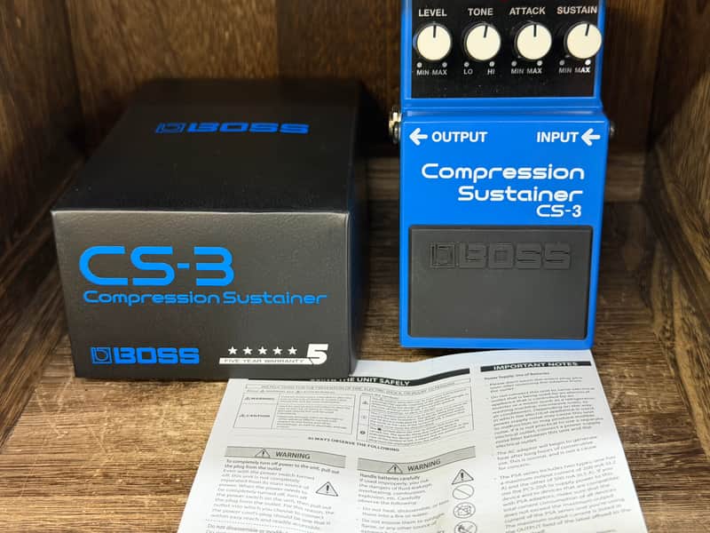 Boss CS-3 Compression Sustainer w/ Box  (Silver Label) 1997 - Present - Blue image 1