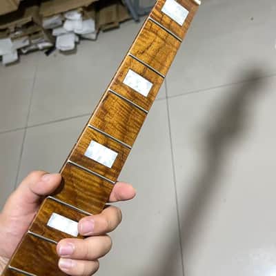 5-string electric bass neck jazz bass stainless steel 20 frets Roasted flame Maple guitar neck 34inch hole 18mm Pearl block image 5