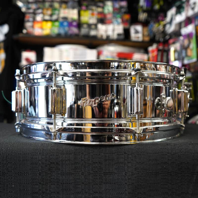 Vintage 1960s Rogers USA PowerTone 5x14" Steel Snare Drum w/ Tone Control image 1