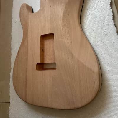 Mahogany Strat Style Guitar Body, HSH Route, Unfinished with Black Edge image 5