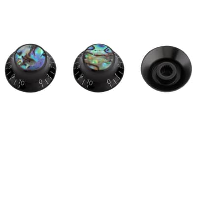 Guitar Knobs Abalone Top Speed Control Knob 6mm Shaft Pots Volumn Tone Knobs Compatiable with Strat Stratocaster Electric Guitar Set of 3Pcs Black with Abalone Top. image 1