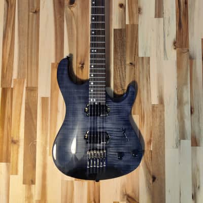 Harley Benton Dullahan-AT 24 Tbk Headless Guitar 2019 Transparent Black/Blue image 1