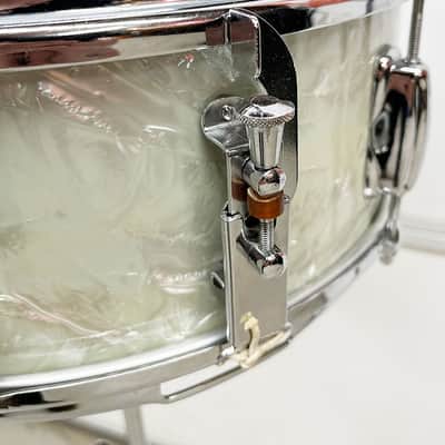 Vintage 1960s Slingerland Student Model Snare Drum in White Marine Pearl image 3