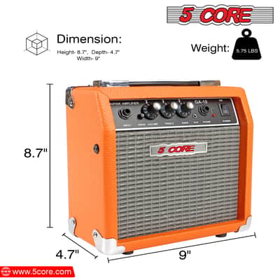 5 Core Guitar AMP 10W 1x5" Electric Guitar Amplifier Classical Practice Bass Acoustic Guitar Combo GA 10 ORG image 2