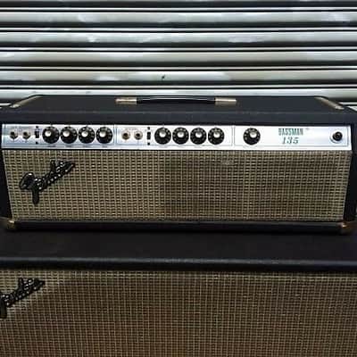 Fender Bassman 135 Head and speaker cabinet matching stack original vintage 1970s Silverface image 5