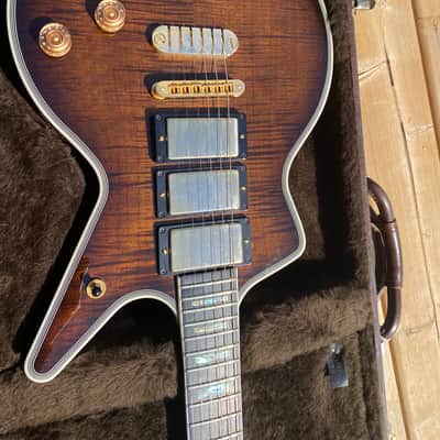 Dean USA custom shop Cadillac tiger eye 2003 - Tiger Eye Flame Top Burst image 7