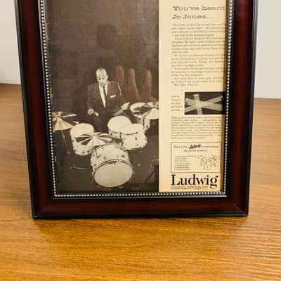|Framed Original| 1961 Ludwig Drums Promotional Ad featuring Jo Jones image 1