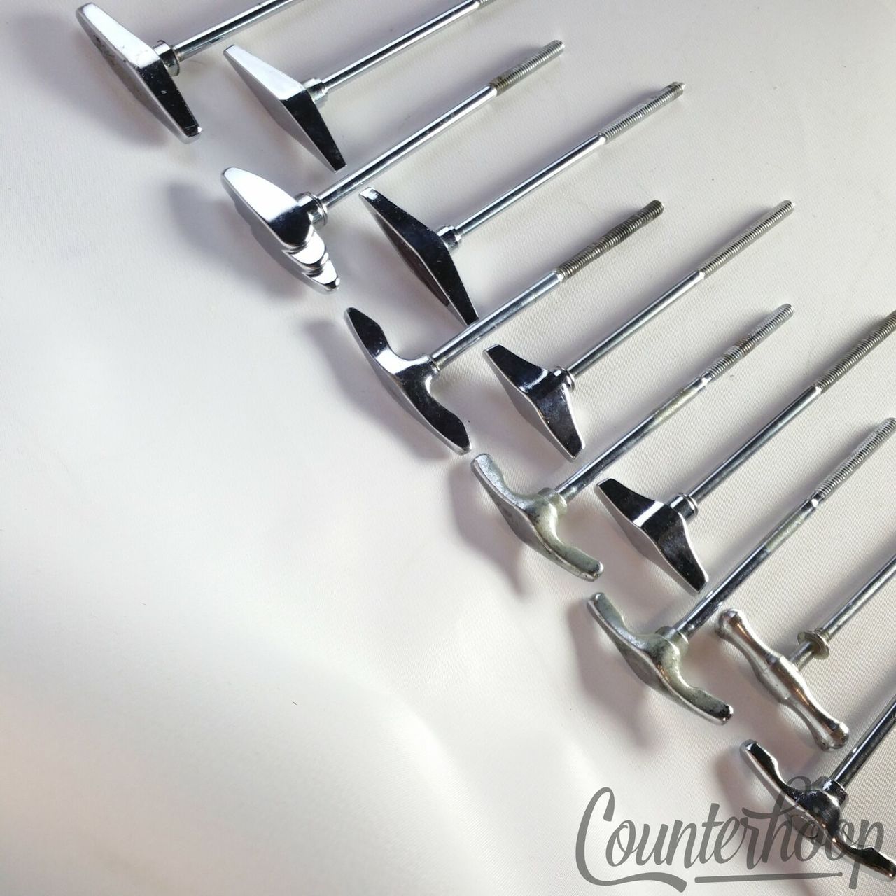 Pearl 11x Bass Drum Tension T-Rods Japan Chrome Standard Vintage 60s-70s Lot* — main photograph