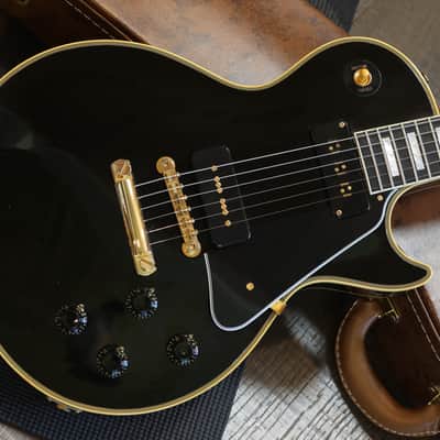 2022 Gibson Custom Shop 1954 Reissue Les Paul Custom 70th Anniversary Electric Guitar Black Ebony + COA OHSC image 3