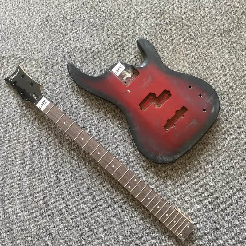 Red Burst 4 String Bass Basswood Body with Maple Neck, Rosewood Fingerboard image 1