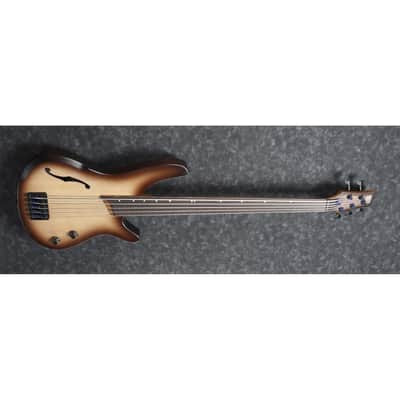 Ibanez SRH505FNNF SR Bass Workshop 5-string Bass - Hollow Body Fretless - Fretless - Natural Browned Burst Flat image 3