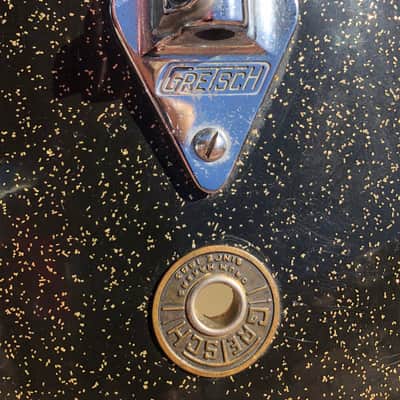 Ultra-rare Gretsch Bass Drum  Anniversary Black Sparkle 1958  22” image 11