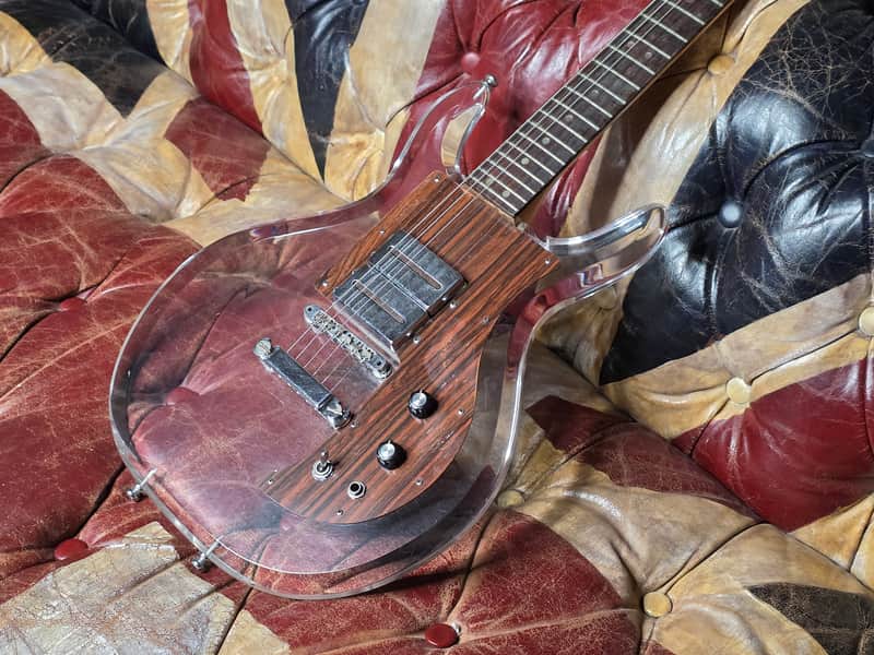 Aria Dan Armstrong SK Skeleton Original Vintage Early 70s Acrylic Lucite Plexiglass DC Gibson Open-Book Headstock Electric Guitar RARE Tune-o-Matic model MIJ Japan Matsumoku - Very Good