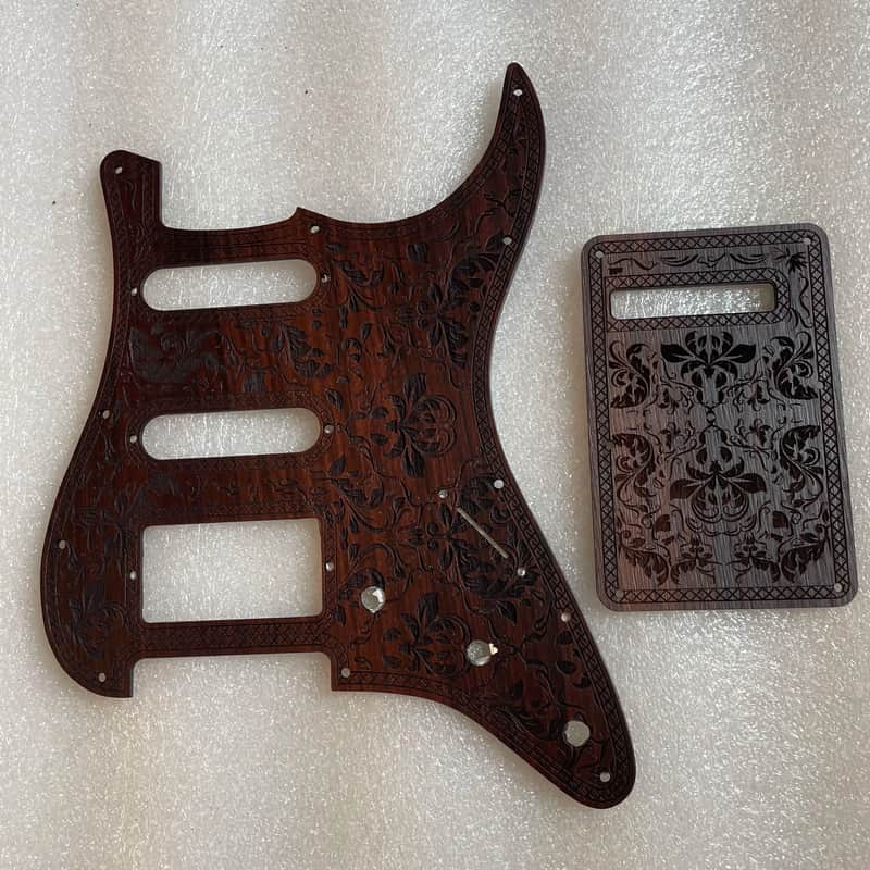 Rosewood SSH Strat Style Guitar Pickguard Set with Back Plate and Screws image 1