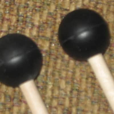 ONE pair new old stock (with packaging) Malletech NR36B Xylo/Bell Mallets - Natural Rubber, Very Hard, 1 & 1/8" Round Black Heads // Birch Handles (from around 2019) Made in USA image 7