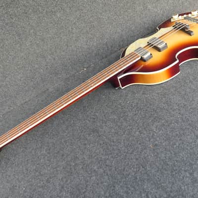 Hofner HCT-500/1-CV Cavern Custom Conversion Beatle Bass Brown burst Tea Cups Cream Switches & Hard Case image 7