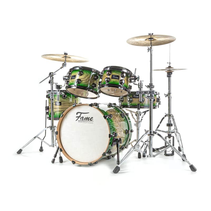 Fame Fortress Studio Shell Set Green Burst - Drum Shell Set image 1