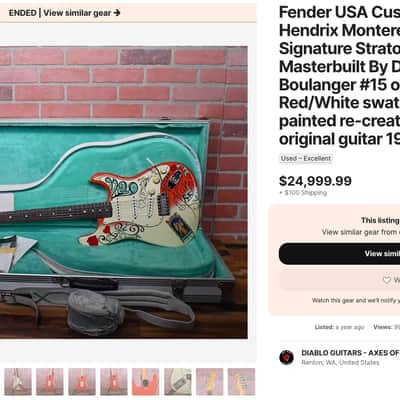 Fender Hendrix Monterey Flight Case 1997 - Black & Chrome With Blue Interior image 12