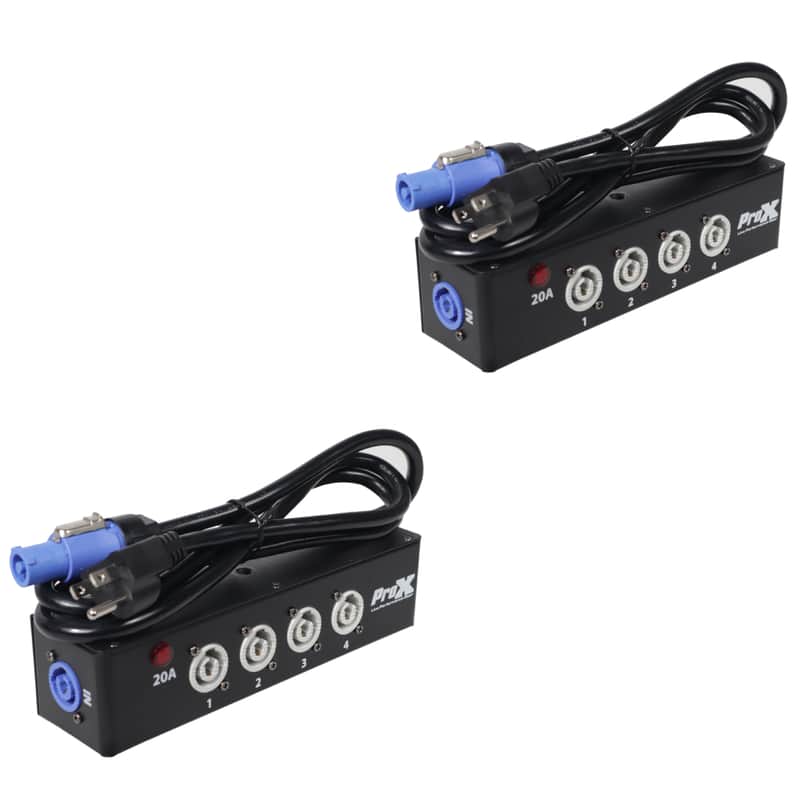 2x Pro X Power Center Four-Way PowerCON Compatible Splitter Delivers Power For Up To 4 Fixtures image 1