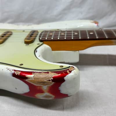 Fender USA Custom Shop Limited Edition White Lightning Stratocaster FR HSS 22 Guitar with COA + Case 2023 - Olympic White top / Candy Apple Red bottom / Rosewood fingerboard image 17