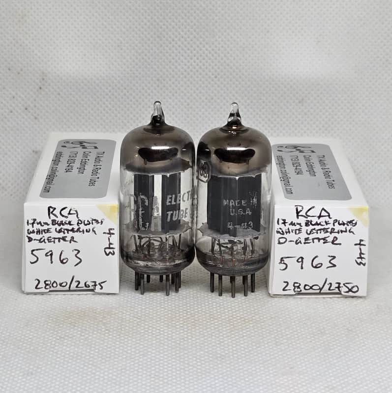 RCA 5963 D-Getter Black Plate Well Matched (2.6%) Pair NOS 12AU7 12AU7A image 1