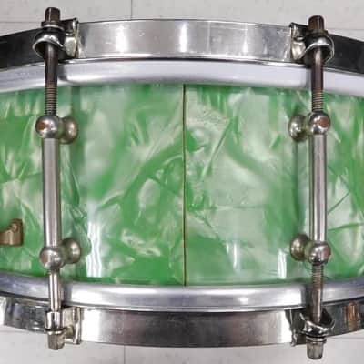 Vintage 1927 Liberty 5x14 Solid Walnut Shell Snare Drum Sea Green Pearl - RARE! image 9