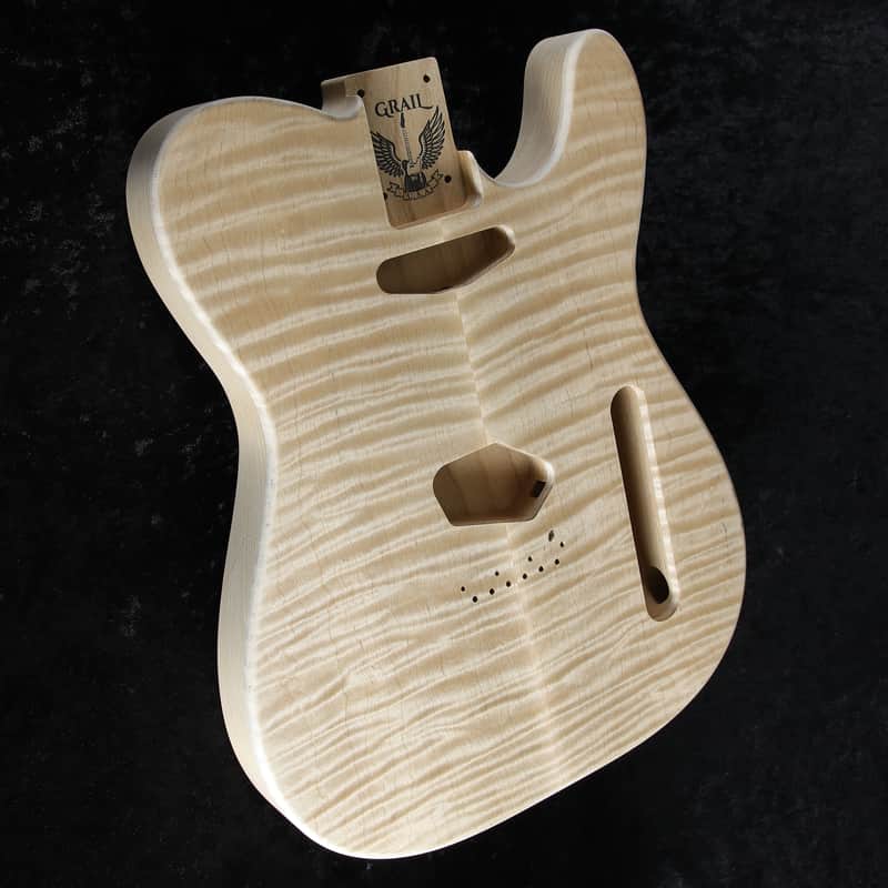 Grail - Telecaster Body - 4 lbs.~ Chambered - Flame Maple ~ 1 Piece Alder Back - Unfinished image 1