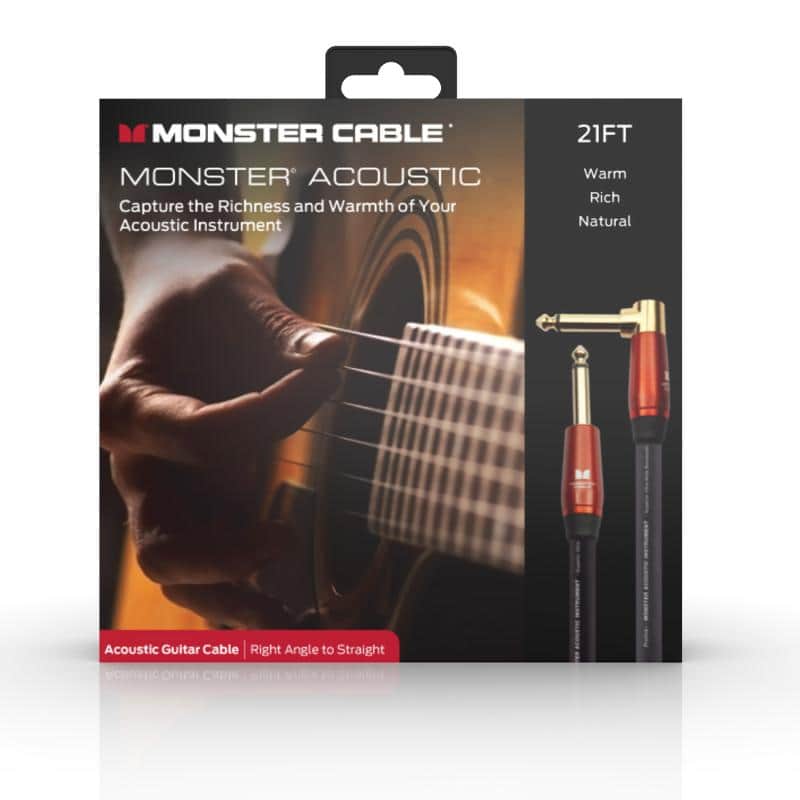 Monster Acoustic 21 ft/6.4m - angled to straight 1/4” plugs (600559) - Black image 1