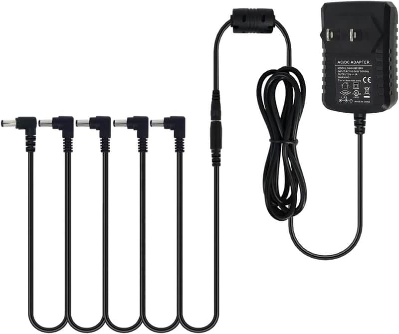 DC 9V Guitar Pedal Power Supply AC Wall Charger Adapter 9V DC 1A 1000mA Tip Negative 5 Way Daisy Chain Pedal Cables for Most Guitar Effect Pedals image 1