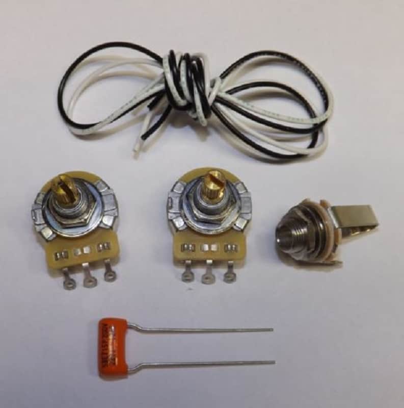 Precision P Bass Guitar Wiring Kit CTS 250K Pots .047uf Capacitor image 1