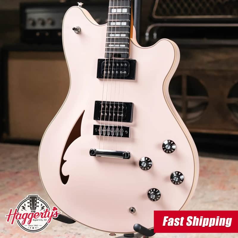 EVH Limited Edition SA-126 Special Semi-Hollow Electric Guitar - Satin Shell Pink with Ivory Case image 1