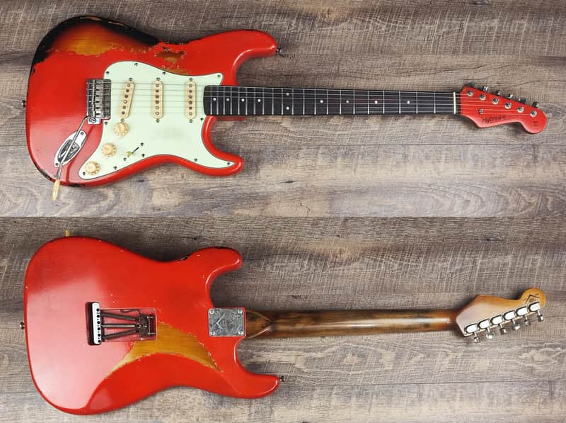 MyDream Partcaster Custom Built - Fiesta Red over Sunburst SRV image 1