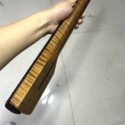 Stainless steel 21 fret Rosewood Roasted Flame Maple Electric Bass Neck part image 3