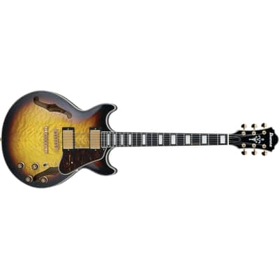 Ibanez AM93QMAYS AM Artcore Expressionist Guitar - Antique Yellow Sunburst image 2