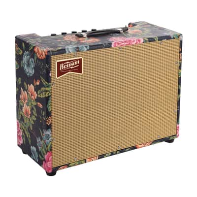 Benson Monarch Reverb Plus 15w 1x12 Combo Amp Navy Blue Floral w/ Wheat Cloth (CME Exclusive) image 2