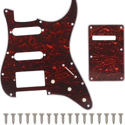 11 Holes Strat Electric Guitar Pickguard and BackPlate Set for Fender US/Mexico Made Standard Stratocaster Modern Style Guitar Parts (3Ply Red Tortoise) image 1