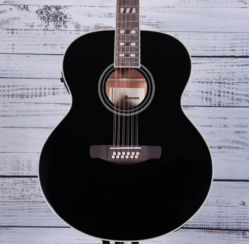 Ibanez AJ7012M1E Artwood Jumbo 12-String Acoustic-Electric Guitar | Black High Gloss image 1