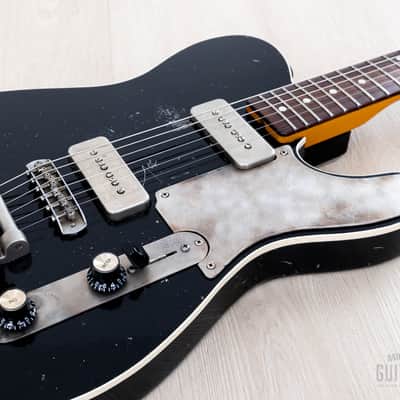 2021 Macmull Heartbreaker Custom P-90 HB-C T-Style Black Relic w/ Bigsby, Case & CoA image 6