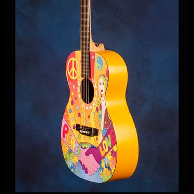 Martin 000X Hippie (#24/200) Don Oriolo 2007 - Pale Orange with full color top design image 10