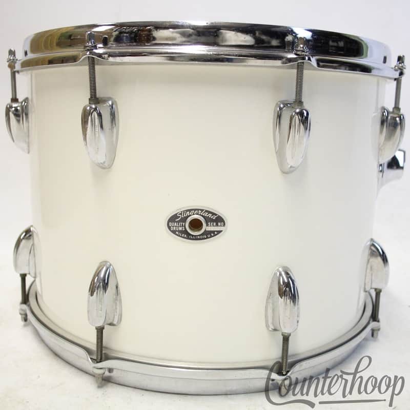Slingerland 14x10" White Gloss Pearl Tom Drum 3Ply Chrome Sound King Vintage 70s image 1
