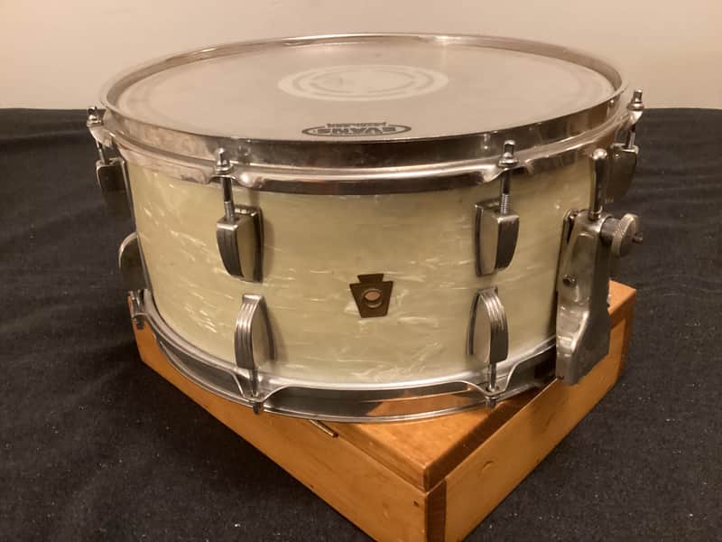 WFL (Ludwig) No. 902 Ray McKinley/Symphonic Super Classic 6.5x14" 16-Lug Snare Drum with P-87 Strainer 1948 - 1959 - White Marine Pearl image 1