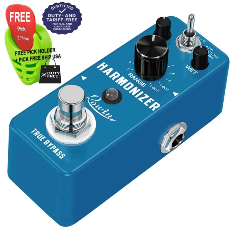 Rowin Harmonizer Guitar Mini Pedal Digital Pitch Effect Signal to Create Harmony/Pitch Shift/Detune LEF-3807, FREE PICKS + HOLDER+ FREE SHIP USA image 1