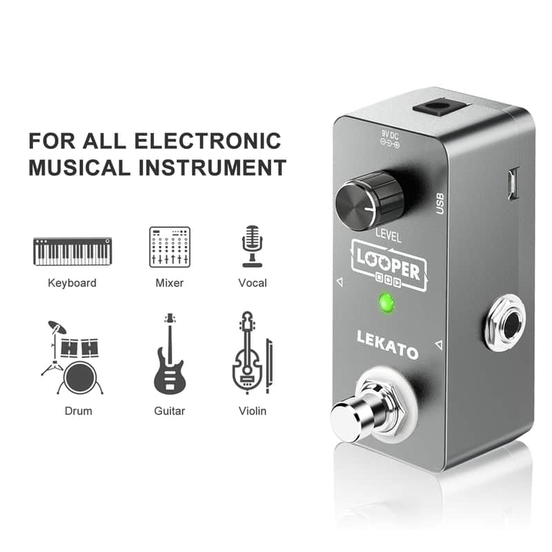 Lekato Looper Guitar Effect Pedal Looping Unlimited Overdubs 5 min Loop Length Professional image 1