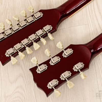 1990s Burny RSG-140 Vintage Double Neck SG, 6 & 12 String Guitar Cherry w/ Case & Tags, Japan image 5