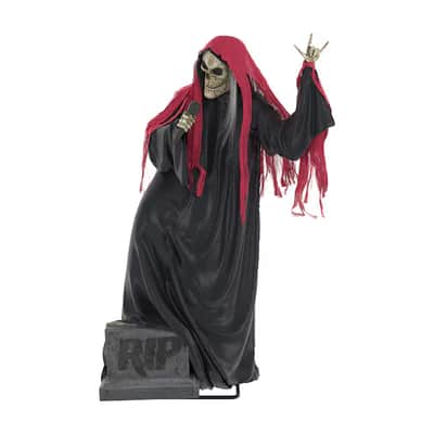 Life-Size 7FT Skeleton Reaper Singer – Halloween Animatronic Musician with Bluetooth & Sound Activation image 3