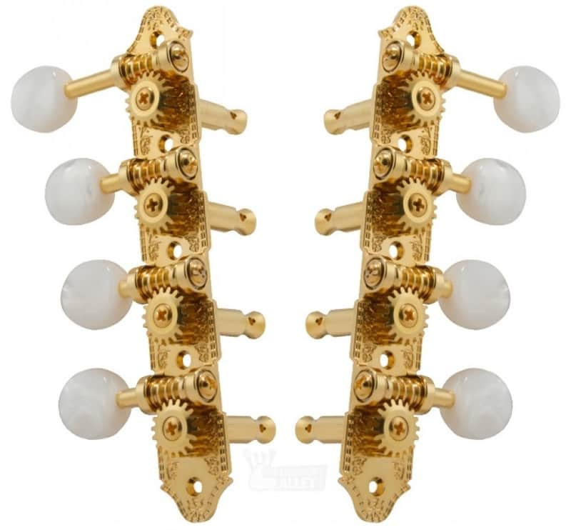 Grover 409FG Vintage Style F Professional Mandolin Machine Heads 4 Per Side - Gold with Pearloid Buttons image 1