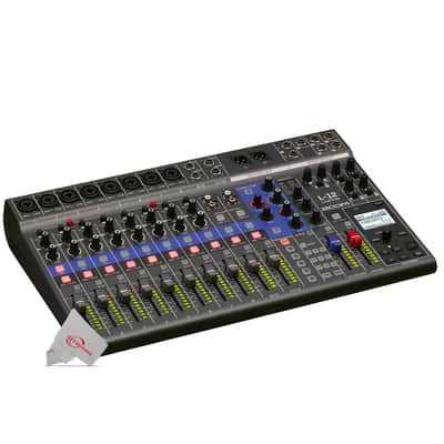 Zoom LiveTrak L-12 - 12-Channel Digital Mixer & Multitrack Recorder + Two Zoom ZDM-1 Podcast Mic Pack Accessory Bundle + 128GB Memory Card + 3pc Cleaning Kit image 2