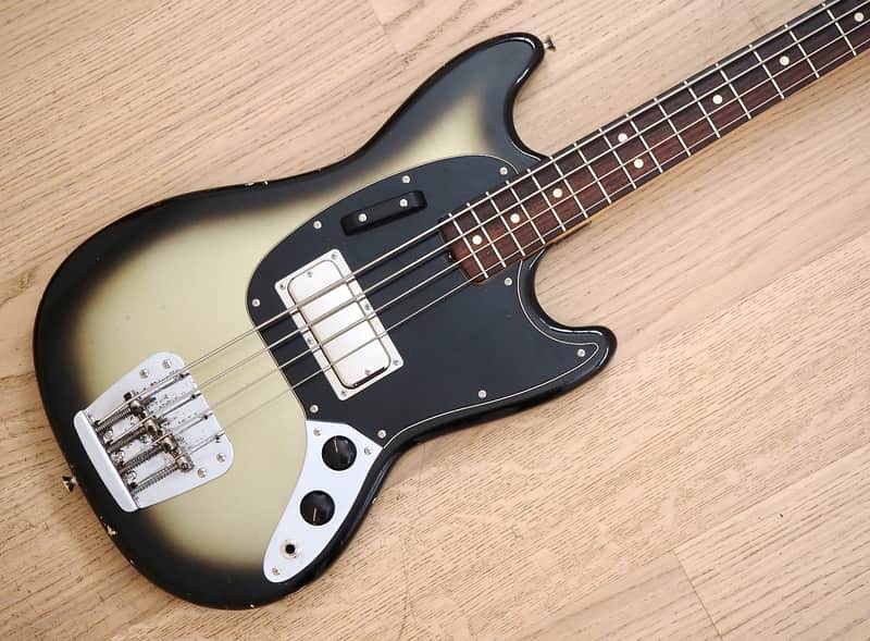 1970s Fender Mustang Bass – Custom Lollar Thunderbird + Riggio Silverburst Relic – 7lbs 13oz image 1